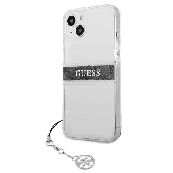 Kryt Guess GUHCP13SKB4GGR Apple iPhone 13 mini Transparent hardcase 4G Grey Strap Charm