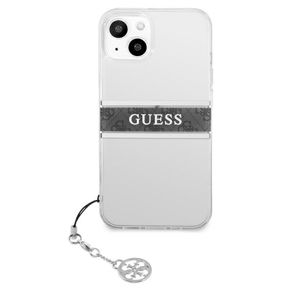 Kryt Guess GUHCP13SKB4GGR Apple iPhone 13 mini Transparent hardcase 4G Grey Strap Charm