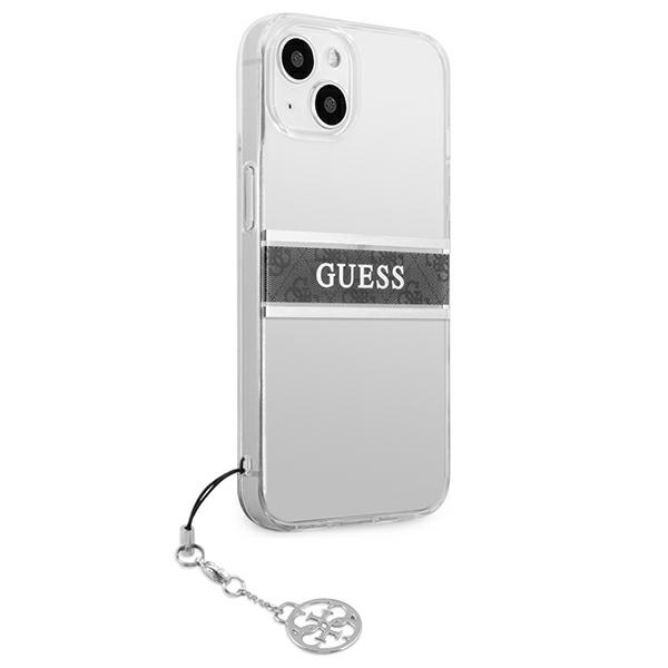 Kryt Guess GUHCP13SKB4GGR Apple iPhone 13 mini Transparent hardcase 4G Grey Strap Charm