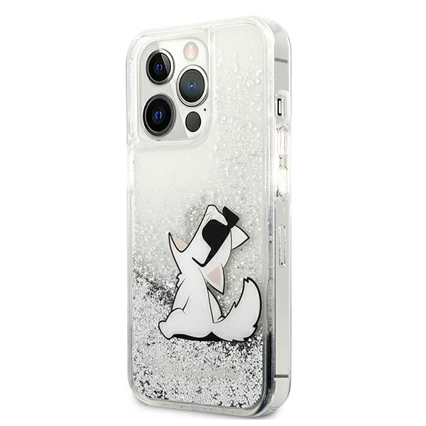 Kryt Karl Lagerfeld KLHCP13XGCFS Apple iPhone 13 Pro Max silver hardcase Liquid Glitter Choupette Fun