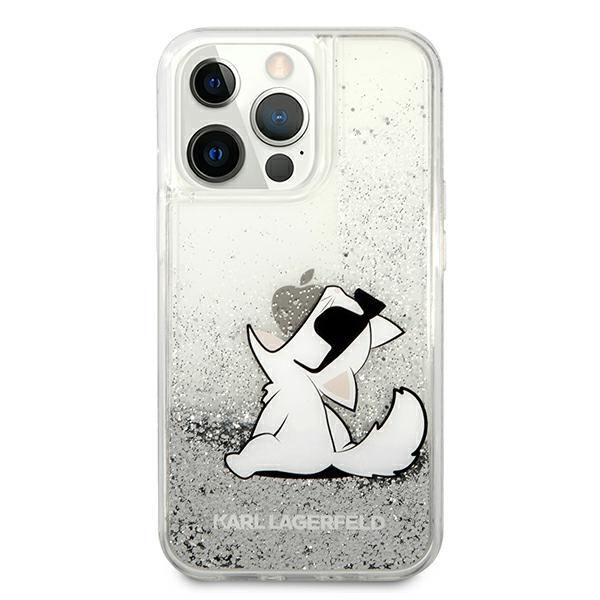 Kryt Karl Lagerfeld KLHCP13XGCFS Apple iPhone 13 Pro Max silver hardcase Liquid Glitter Choupette Fun