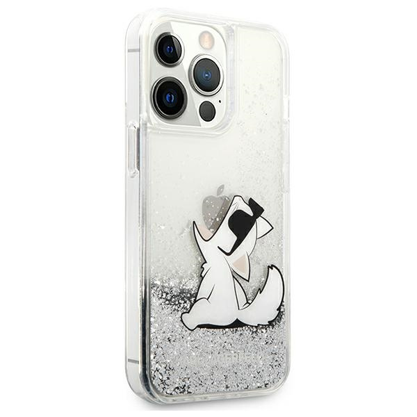 Kryt Karl Lagerfeld KLHCP13XGCFS Apple iPhone 13 Pro Max silver hardcase Liquid Glitter Choupette Fun
