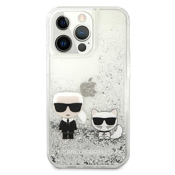 Kryt Karl Lagerfeld KLHCP13XGKCS Apple iPhone 13 Pro Max silver hardcase Liquid Glitter Karl&Choupette