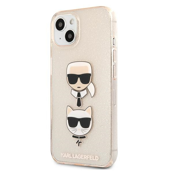Kryt Karl Lagerfeld KLHCP13SKCTUGLGO Apple iPhone 13 mini gold hardcase Glitter Karl`s & Choupette
