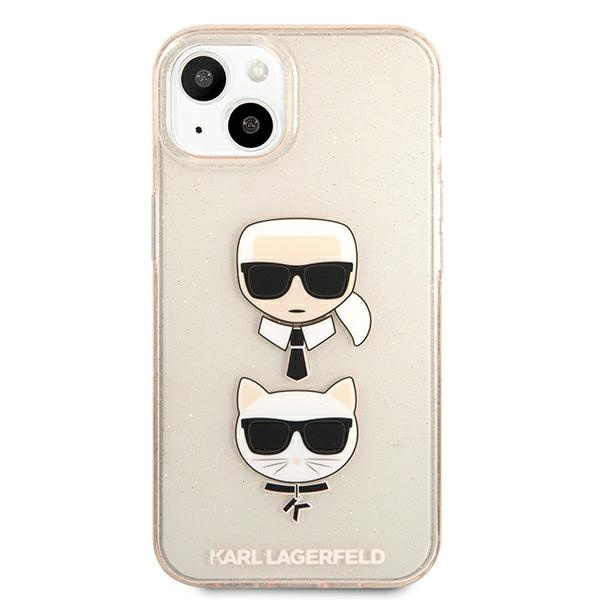 Kryt Karl Lagerfeld KLHCP13SKCTUGLGO Apple iPhone 13 mini gold hardcase Glitter Karl`s & Choupette