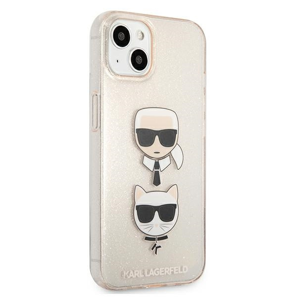 Kryt Karl Lagerfeld KLHCP13SKCTUGLGO Apple iPhone 13 mini gold hardcase Glitter Karl`s & Choupette