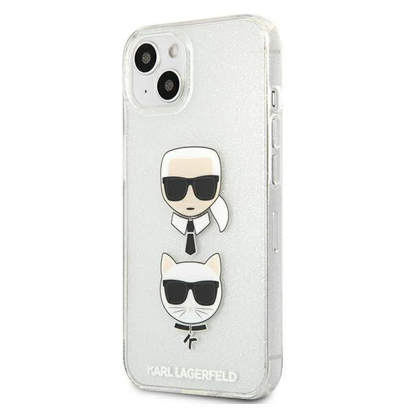 Kryt Karl Lagerfeld KLHCP13SKCTUGLS Apple iPhone 13 mini silver hardcase Glitter Karl`s & Choupette