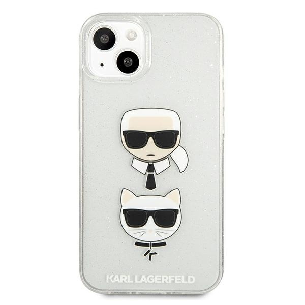 Kryt Karl Lagerfeld KLHCP13SKCTUGLS Apple iPhone 13 mini silver hardcase Glitter Karl`s & Choupette