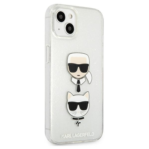 Kryt Karl Lagerfeld KLHCP13SKCTUGLS Apple iPhone 13 mini silver hardcase Glitter Karl`s & Choupette