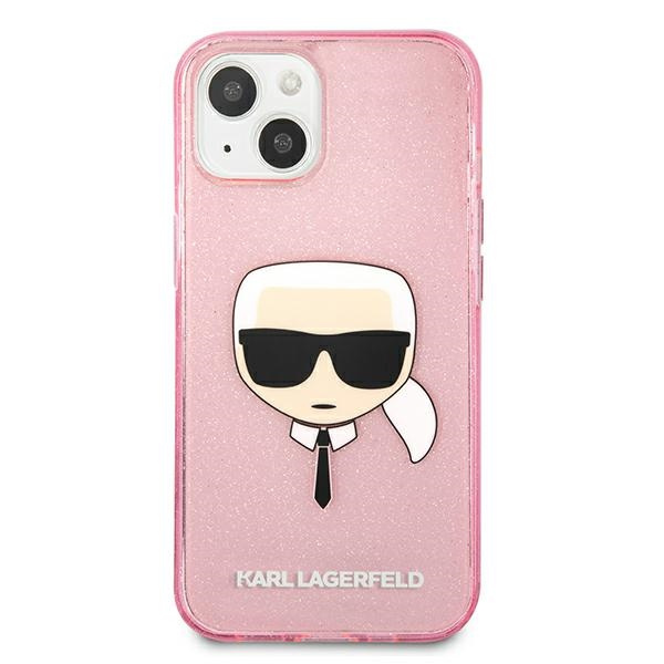Kryt Karl Lagerfeld KLHCP13SKHTUGLP Apple iPhone 13 mini pink hardcase Glitter Karl`s Head
