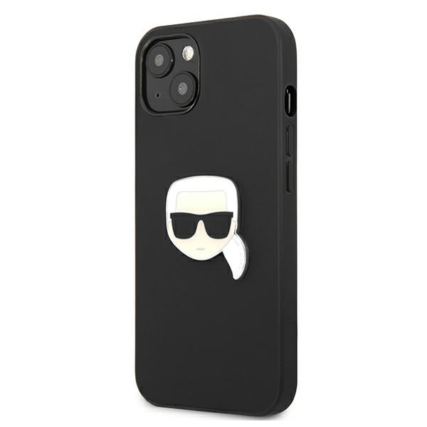 Kryt Karl Lagerfeld KLHCP13SPKMK Apple iPhone 13 mini black hardcase Leather Ikonik Karl`s Head Metal
