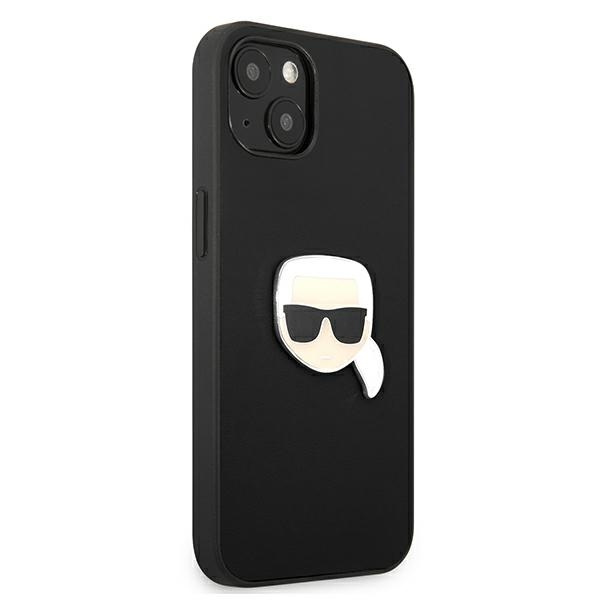 Kryt Karl Lagerfeld KLHCP13SPKMK Apple iPhone 13 mini black hardcase Leather Ikonik Karl`s Head Metal