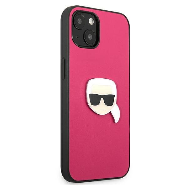 Kryt Karl Lagerfeld KLHCP13SPKMP Apple iPhone 13 mini pink hardcase Leather Ikonik Karl`s Head Metal
