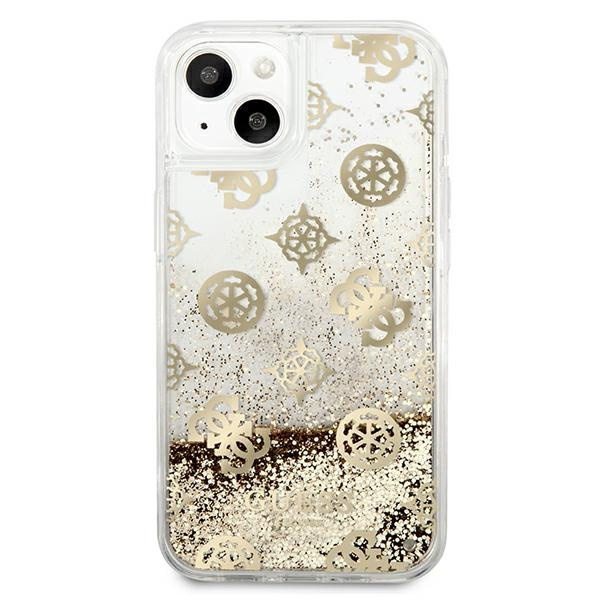Kryt Guess GUHCP13SLGPEGO Apple iPhone 13 mini gold hardcase Peony Liquid Glitter