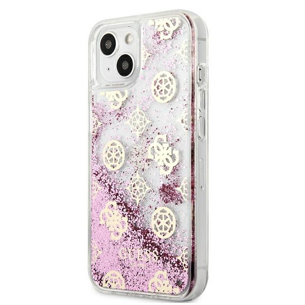 Kryt Guess GUHCP13SLGPEPI Apple iPhone 13 mini pink hardcase Peony Liquid Glitter