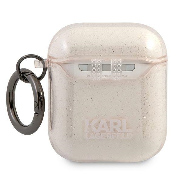 Kryt Karl Lagerfeld KLA2UKHGD Apple AirPods cover gold Glitter Karl`s Head