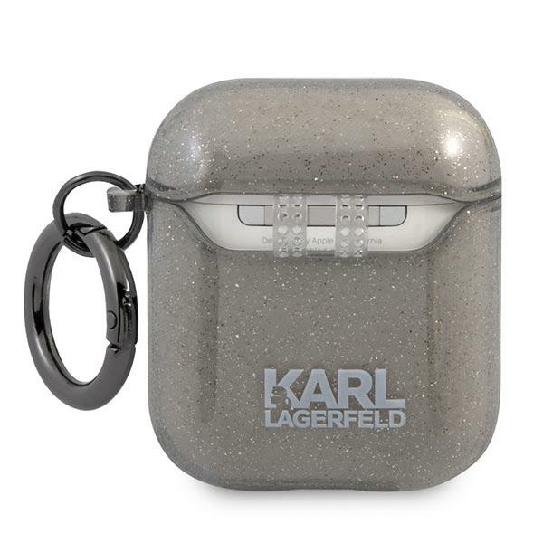 Kryt Karl Lagerfeld KLA2UKHGK Apple AirPods cover black Glitter Karl`s Head