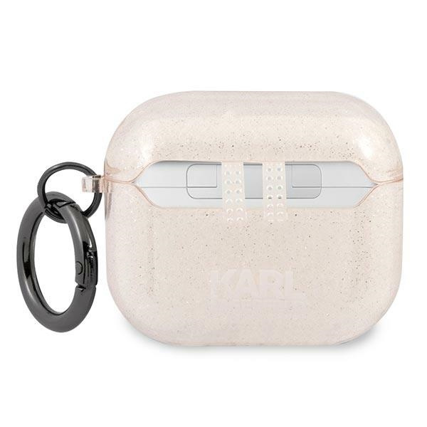 Kryt Karl Lagerfeld KLA3UKHGD Apple AirPods 3 cover gold Glitter Karl`s Head