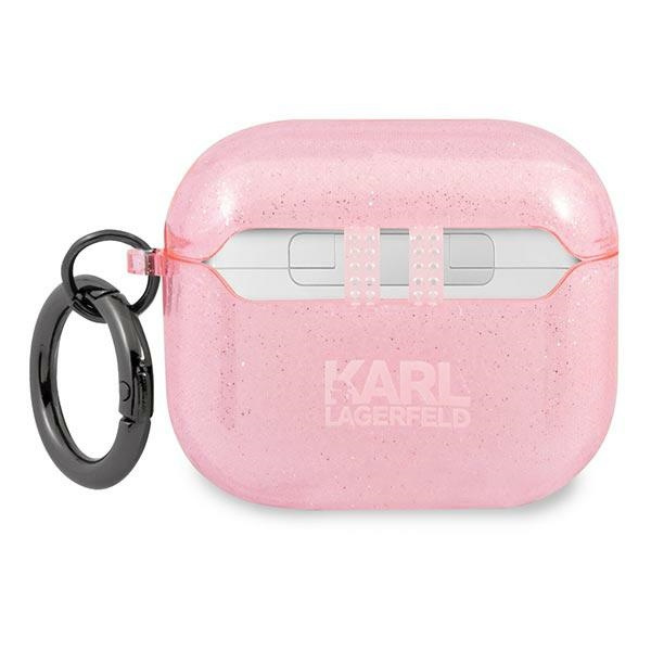 Kryt Karl Lagerfeld KLA3UKHGP Apple AirPods 3 cover pink Glitter Karl`s Head