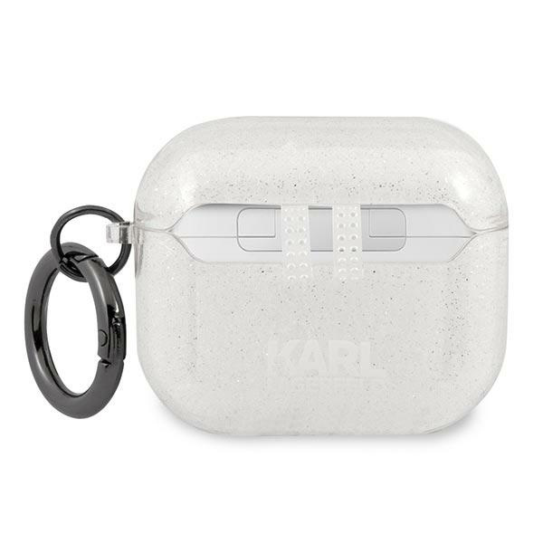 Kryt Karl Lagerfeld KLA3UKHGS Apple AirPods 3 cover silver Glitter Karl`s Head