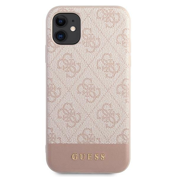 Kryt Guess GUHCN61G4GLPI Apple iPhone 11 pink hardcase 4G Stripe Collection