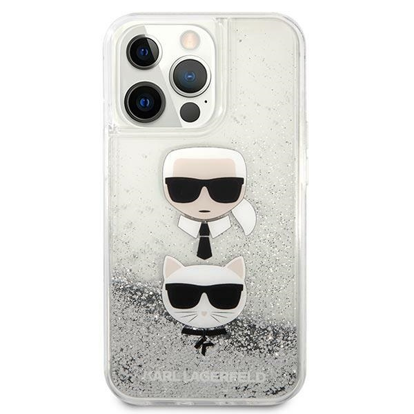 Kryt Karl Lagerfeld KLHCP13XKICGLS Apple iPhone 13 Pro Max silver hardcase Liquid Glitter Karl&Choupette Head