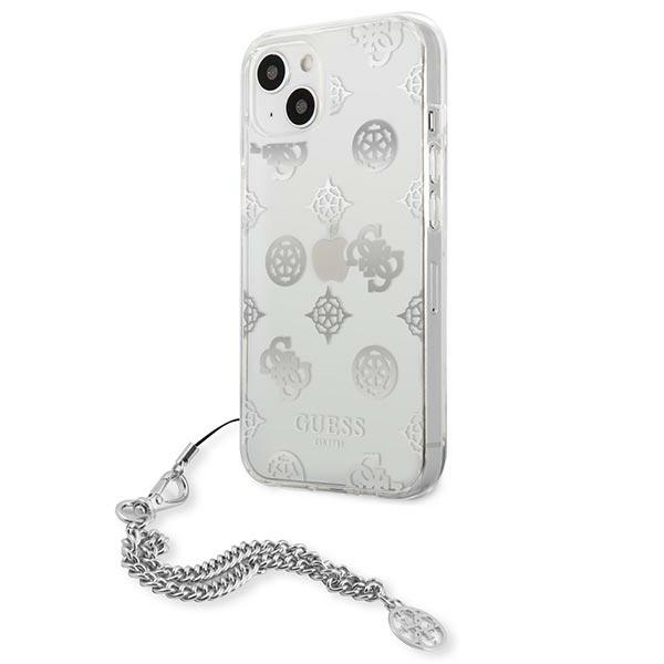 Kryt Guess GUHCP13SKSPESI Apple iPhone 13 mini silver hardcase Peony Chain Collection