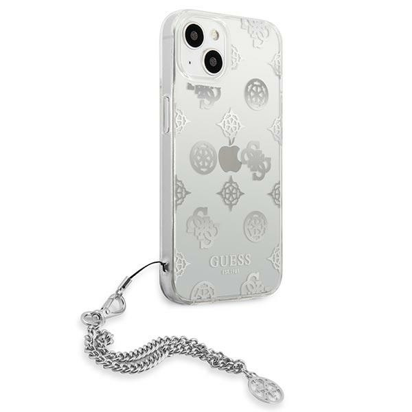 Kryt Guess GUHCP13SKSPESI Apple iPhone 13 mini silver hardcase Peony Chain Collection