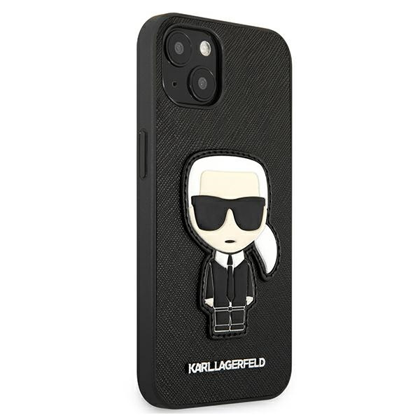 Kryt Karl Lagerfeld KLHCP13SOKPK Apple iPhone 13 mini black hardcase Saffiano Ikonik Karl`s Patch