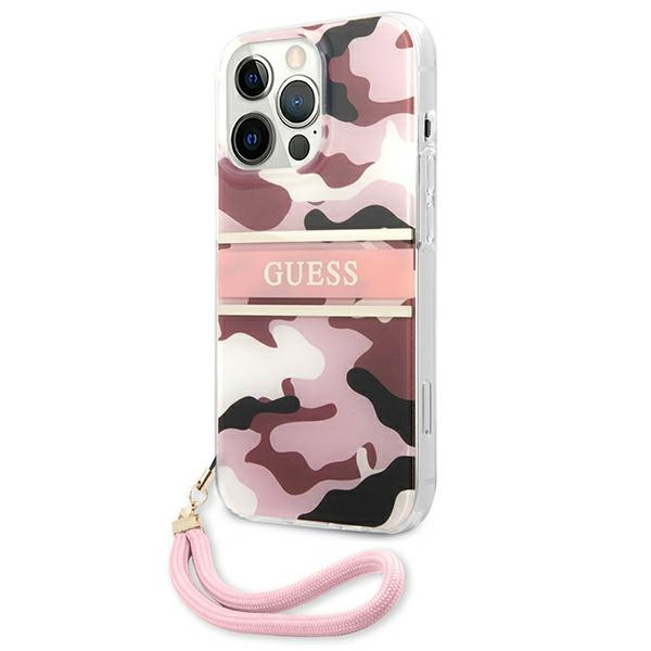Kryt Guess GUHCP13LKCABPI Apple iPhone 13 Pro pink hardcase Camo Strap Collection
