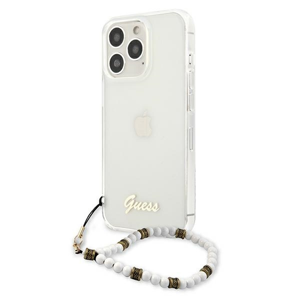Kryt Guess GUHCP13LKPSWH Apple iPhone 13 Pro Transparent hardcase White Pearl