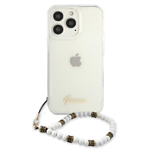 Kryt Guess GUHCP13LKPSWH Apple iPhone 13 Pro Transparent hardcase White Pearl