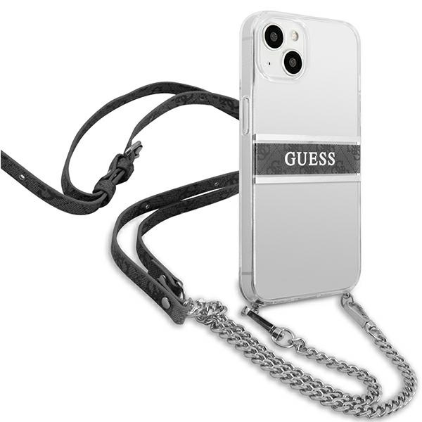 Kryt Guess GUHCP13SKC4GBSI Apple iPhone 13 mini Transparent hardcase 4G Grey Strap Silver Chain