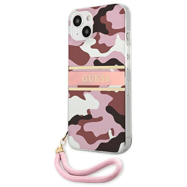 Kryt Guess GUHCP13SKCABPI Apple iPhone 13 mini pink hardcase Camo Strap Collection