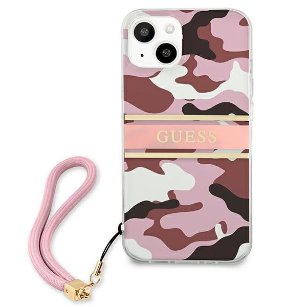 Kryt Guess GUHCP13SKCABPI Apple iPhone 13 mini pink hardcase Camo Strap Collection
