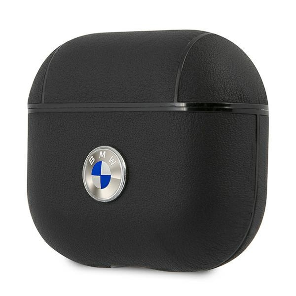 Kryt BMW BMA3SSLBK Apple AirPods 3 cover black Geniune Leather Silver Logo
