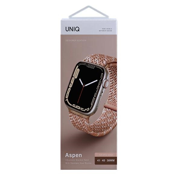 Kryt UNIQ Aspen strap Apple Watch 4/5/6/7/SE/8/9/10 40/41/42mm Braided DE pink/citrus pink