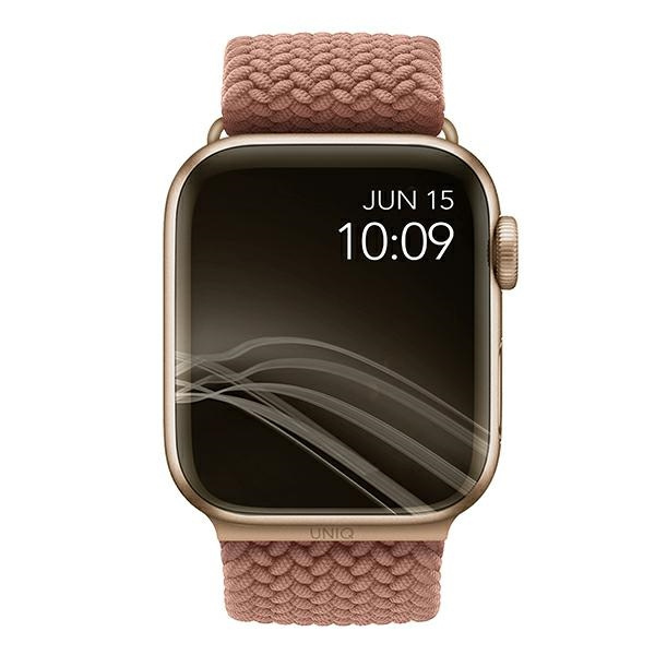 Kryt UNIQ Aspen strap Apple Watch 4/5/6/7/SE/8/9/Ultra 44/45/49mm Braided pink/grapefruit pink