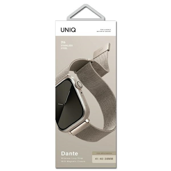 Kryt UNIQ Dante strap for Apple Watch 4/5/6/7/SE/8/9/10 40/41/42mm Stainless Steel starlight