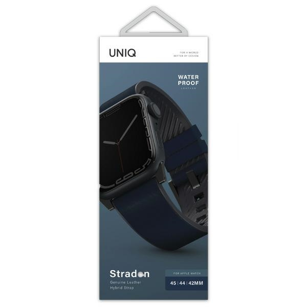 Kryt UNIQ Straden Apple Watch 4/5/6/7/SE/8/9/Ultra 44/45/49mm Leather Hybrid Strap blue