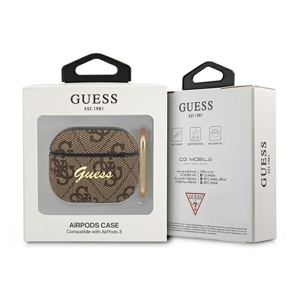Kryt Guess GUA34GSMW Apple AirPods 3 brown 4G Script Metal Collection