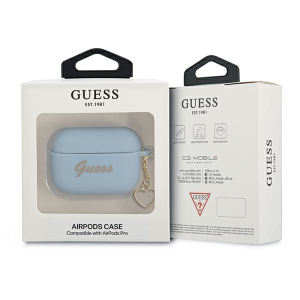 Kryt Guess GUAPLSCHSB Apple AirPods Pro cover blue Silicone Charm Collection