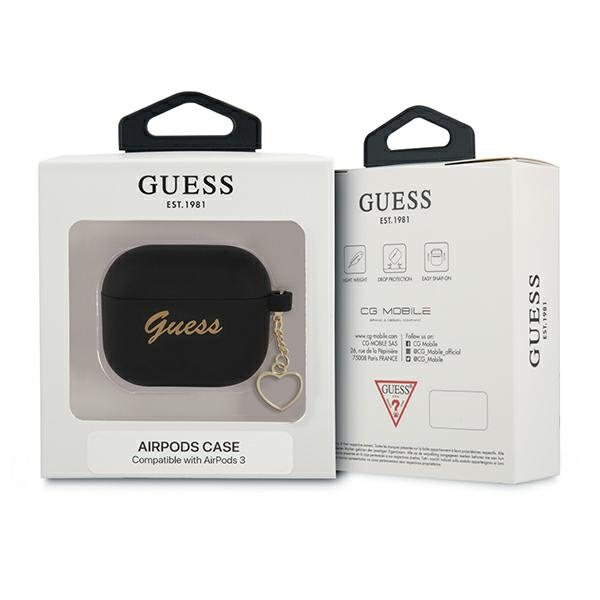 Kryt Guess GUA3LSCHSK Apple AirPods 3 black Silicone Charm Heart Collection