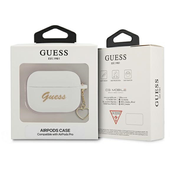 Kryt Guess GUAPLSCHSH Apple AirPods Pro white Silicone Charm Heart Collection