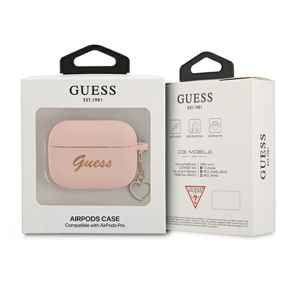 Kryt Guess GUAPLSCHSP Apple AirPods Pro pink Silicone Charm Heart Collection