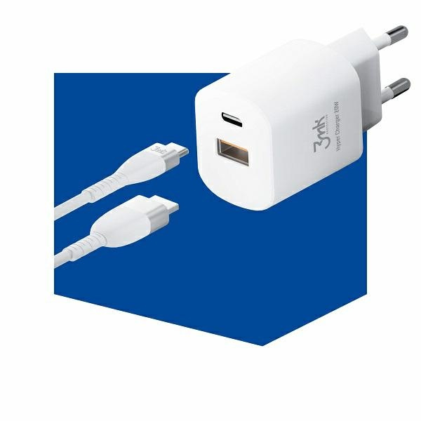 Síťová nabíječka 3MK HyperCharger 20W USB-C + USB-A PD 3.0 QC 3.0 white