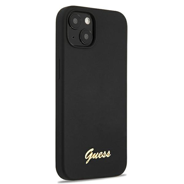 Kryt Guess GUHMP13MLSLMGBK Apple iPhone 13 black hardcase Silicone Script Gold Logo
