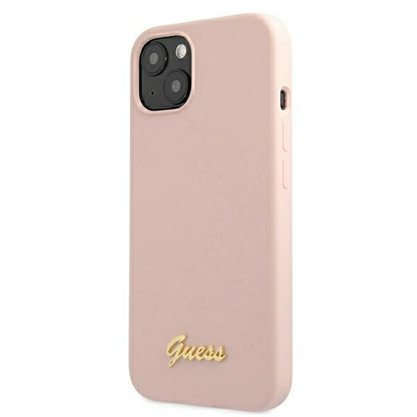 Kryt Guess GUHMP13MLSLMGLP Apple iPhone 13 light pink hardcase Silicone Script Gold Logo Magsafe
