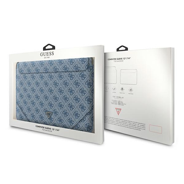 Kryt Guess Sleeve GUCS14P4TB 13/14 inch blue 4G Uptown Triangle logo