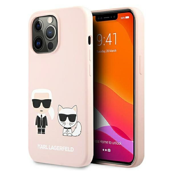 Kryt Karl Lagerfeld KLHMP13LSSKCI Apple iPhone 13 Pro hardcase light pink Silicone Ikonik Karl & Choupette Magsafe